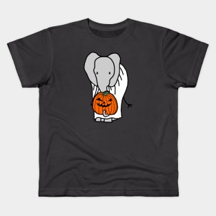 Elephant with Halloween Horror Pumpkin Ghost Costume Kids T-Shirt